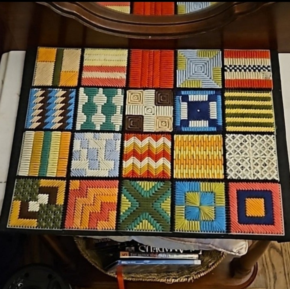 16×12 handmade Vintage needlepoint Art ready to be reframed